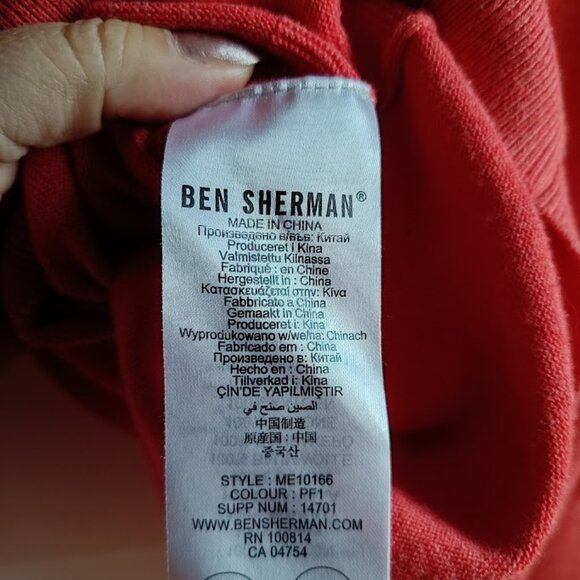 XXL🍂 BEN SHERMAN Men's Casual Orange V Neck Cotton Sweater Pullover - Picture 8 of 9